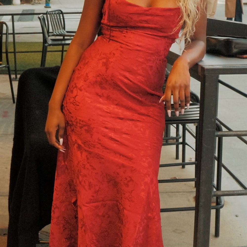 Babyboo Whitney Red Floral Jacquard Maxi Dress – Size S - Picture 10 of 10